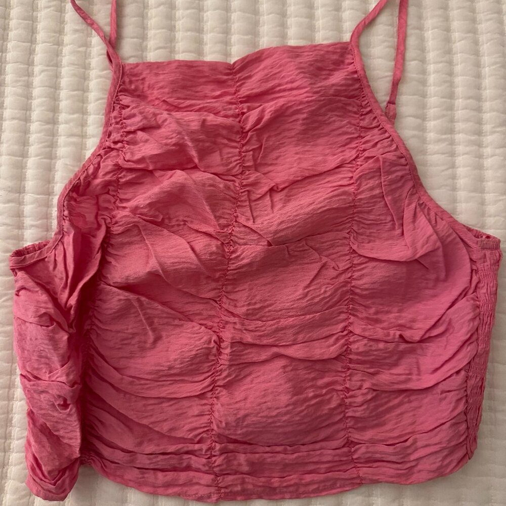 Pink Zara Ruched Tank Top (Large)